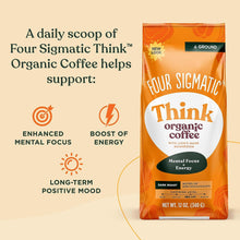 Load image into Gallery viewer, Organic Ground Mushroom Coffee by Four Sigmatic | Dark Roast, Fair Trade Gourmet Coffee with Lion&#39;s Mane, Chaga &amp; Mushroom Powder | Immune Boosting Coffee for Focus &amp; Immune Support | 12oz Bag