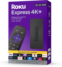 Load image into Gallery viewer, Roku Express 4K+ | Roku Streaming Device 4K/HDR, Roku Voice Remote, Free &amp; Live TV