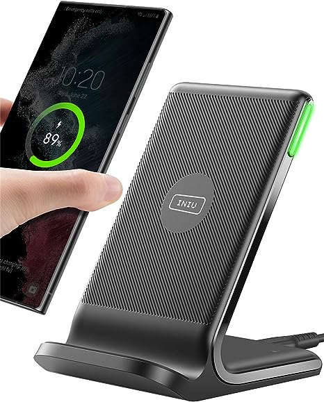 INIU Wireless Charger, 15W Fast Wireless Charging Station with Sleep-Friendly Adaptive Light Compatible with iPhone 15 14 13 12 Pro XR XS 8 Plus Samsung Galaxy S23 S22 S21 S20 Note 20 10 Google etc