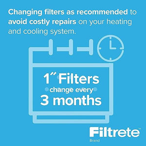 Filtrete 20x25x1 Air Filter, MPR 300, MERV 5, Clean Living Basic Dust 3-Month Pleated 1-Inch Air Filters, 6 Filters