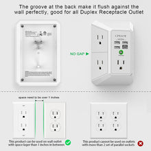 Load image into Gallery viewer, Wall Charger, Surge Protector, QINLIANF 5 Outlet Extender with 4 USB Charging Ports (4.8A Total) 3-Sided 1680J Power Strip Multi Plug Adapter Spaced for Home Travel Office (3U1C)