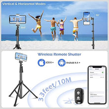 Load image into Gallery viewer, Sensyne 62&quot; Phone Tripod &amp; Selfie Stick, Extendable Cell Phone Tripod Stand with Wireless Remote and Phone Holder, Compatible with iPhone Android Phone, Camera (Black)