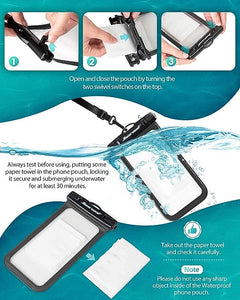 Hiearcool Waterproof Phone Pouch, Waterproof Phone Case for iPhone 15 14 13 12 Pro Max XS Samsung, IPX8 Cellphone Dry Bag Beach Essentials 2Pack-8.3"