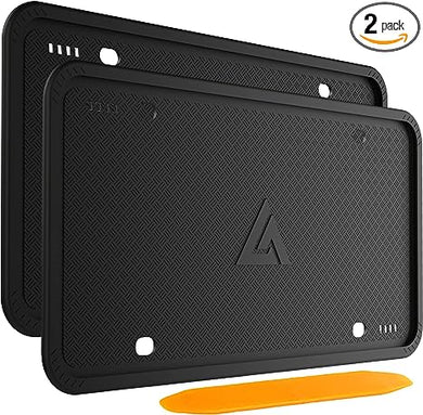 Aujen Silicone License Plate Frames Black, 2 Pack Car License Plate Covers, Universal US Car Black License Plate Holders BracketsRust-Proof, Rattle-Proof, Weather-Proof Car Accessories(Black)