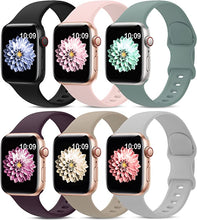 Load image into Gallery viewer, 6 Pack Sport Bands Compatible with Apple Watch Band 38mm 40mm 41mm 42mm 44mm 45mm 49mm,Soft Silicone Waterproof Strap Compatible with iWatch Apple Watch Series Ultra 8 7 6 5 4 3 2 1 SE Women Men