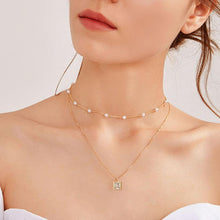 Load image into Gallery viewer, Trinckle Gold Pearl Necklace, Dainty Gold Necklaces Pearl Choker Necklace 15&#39;&#39; Pearl Necklaces for Women Valentines Day Necklace Adjustable Gold Jewelry for Bride as Girls Pearl Jewelry Birthday Gift