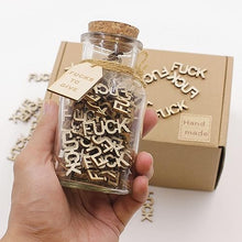 Load image into Gallery viewer, Jar of Fucks（5oz）Gift Jar,Fucks to Give,Fuck Wooden Cutout Letter Piece Bad Mood Vent Spoof Birthday Day,Holiday, Gift to Friend,Funny Gift,Valentines Day.