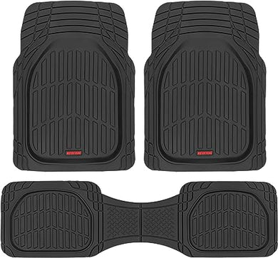 Motor Trend FlexTough Floor Mats for Cars, Black Deep Dish All-Weather Car Mats, Waterproof Trim-To Fit Automotive Floor Mats for Cars Trucks SUV, Universal Floor Liner Car Accessories