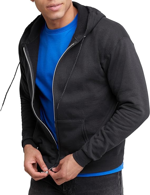 Hanes Men's Hoodie, Ecosmart Fleece Full-zip Hoodie, Zip-up Hooded Sweatshirt for Men