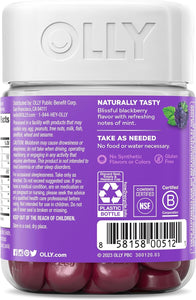 OLLY Sleep Gummy, Occasional Sleep Support, 3 mg Melatonin, L-Theanine, Chamomile, Lemon Balm, Sleep Aid, Blackberry, 50 Count