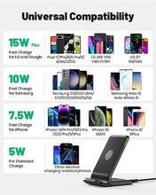 Load image into Gallery viewer, INIU Wireless Charger, 15W Fast Wireless Charging Station with Sleep-Friendly Adaptive Light Compatible with iPhone 15 14 13 12 Pro XR XS 8 Plus Samsung Galaxy S23 S22 S21 S20 Note 20 10 Google etc