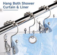 Load image into Gallery viewer, Titanker Shower Curtain Hooks, Shower Curtain Rings Rust Proof Metal Double Glide Shower Hooks Rings for Bathroom Shower Rods Curtains, Set of 12 Hooks - Nickel