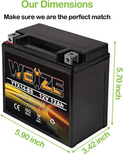 Load image into Gallery viewer, Weize YTX14 BS ATV Battery High Performance - Maintenance Free - Sealed AGM YTX14-BS Motorcycle Battery compatible with Honda Suzuki Kawasaki Yamaha scooter snowmobile