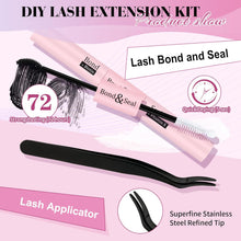 Load image into Gallery viewer, DIY Lash Extension Kit Individual Eyelash Extension Kit B&amp;Q D Curl Cluster Lashes Individual Eyelashes with Lash Bond and Seal, Lash Applicator Tool DIY Lash Extensions at Home (Kit,40D-0.07D-8-18mix)