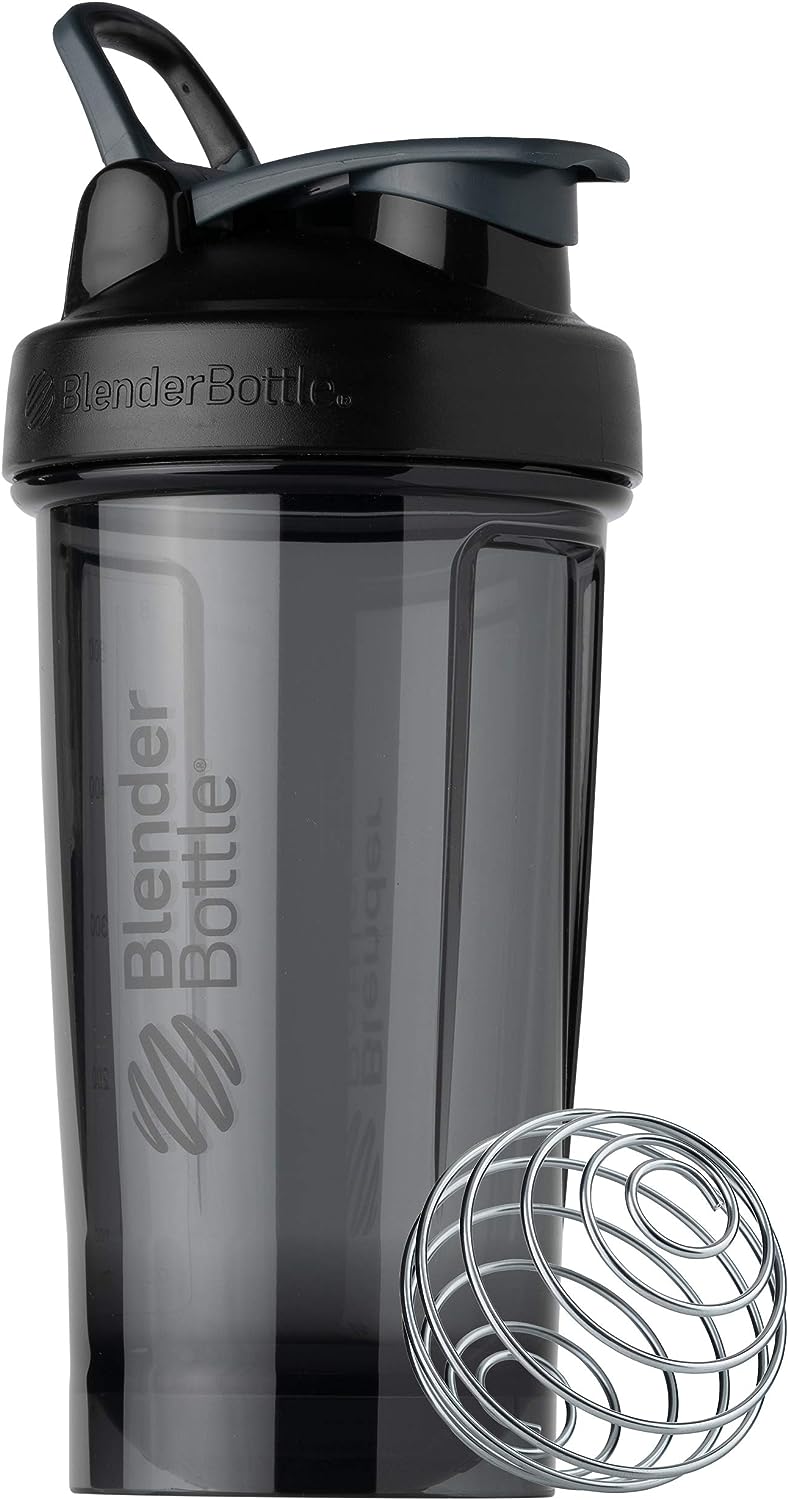 BlenderBottle Shaker Bottle Pro Series Perfect for Protein Shakes and Pre Workout, 24-Ounce, Black