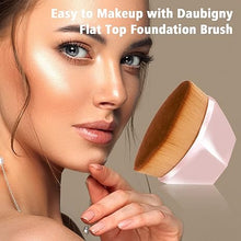 Load image into Gallery viewer, Daubigny Foundation Makeup Brush Flat Top Kabuki Hexagon Face Blush Liquid Powder Foundation Brush for Blending Liquid, Cream or Flawless Powder Cosmetics with Bonus Protective Case (Light Pink)