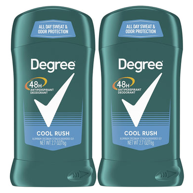 Degree Men Original Antiperspirant Deodorant for Men, Pack of 2, 48-Hour Sweat and Odor Protection, Cool Rush 2.7 oz