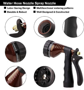 GREEN MOUNT Water Hose Nozzle Spray Nozzle, Metal Garden Hose Nozzle with Adjustable Spray Patterns, Perfect for Watering Plants, Washing Cars