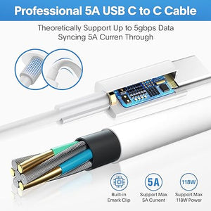 Mac Book Pro Charger - 118W USB C Charger Fast Charger for USB C Port MacBook pro & MacBook Air, ipad Pro, Samsung Galaxy and All USB C Device, Include Charge Cable（7.2ft/2.2m）