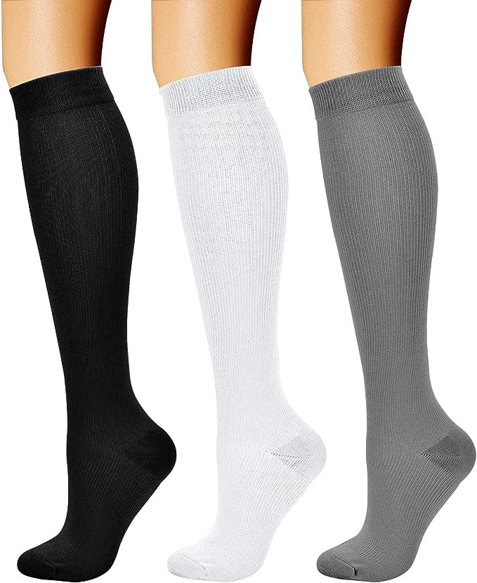 CHARMKING Compression Socks for Women & Men Circulation (3 Pairs) 15-20 mmHg is Best Support for Athletic Running Cycling