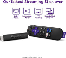 Load image into Gallery viewer, Roku Streaming Stick 4K | Portable Roku Streaming Device 4K/HDR/Dolby Vision, Roku Voice Remote, Free &amp; Live TV