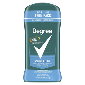 Degree Men Original Antiperspirant Deodorant for Men, Pack of 2, 48-Hour Sweat and Odor Protection, Cool Rush 2.7 oz