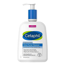 Load image into Gallery viewer, Cetaphil Face Wash, Daily Facial Cleanser for Sensitive, Combination to Oily Skin, NEW 16 oz, Fragrance Free,Gentle Foaming, Soap Free, Hypoallergenic