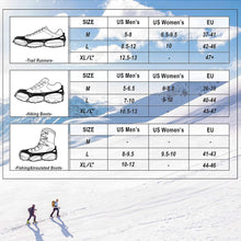 Load image into Gallery viewer, Crampons Ice Cleats Traction Snow Grips for Boots Shoes Women Men Kids Anti Slip 19 Stainless Steel Spikes Safe Protect for Hiking Fishing Walking Climbing Mountaineering