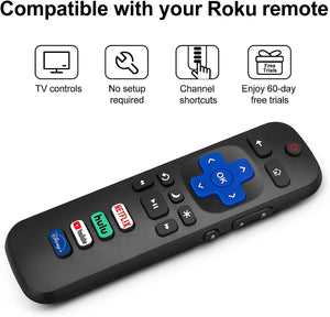 (Pack of 2) Replacement Remote Control Only for Roku TV, Compatible for TCL Roku/Hisense Roku/Onn Roku/Sharp Roku/Element Roku/Westinghouse Roku/Philips Roku Smart TVs (Not for Roku Stick and Box)