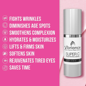 Vibriance Super C Serum for Mature Skin Made in the USA, All-In-One Formula Hydrates, Firms, Lifts, Targets Age Spots, Wrinkles & Smooths Skin, The Original Vitamin C Serum; 1 fl oz (30ml), Pack of 1