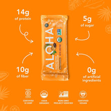 Load image into Gallery viewer, ALOHA Organic Plant Based Protein Bars |Peanut Butter Chocolate Chip | 12 Count, 1.98oz Bars | Vegan, Low Sugar, Gluten Free, Paleo, Low Carb, Non-GMO, Stevia Free, Soy Free, No Sugar Alcohol Sweeteners