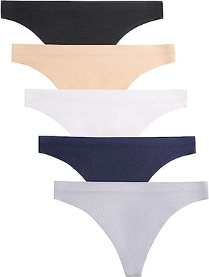 voenxe Seamless Women Underwear Thongs,No Show Ladies Thong,No Line Breathable Comfortable Panties Undies for Women 5-Pack