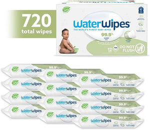 WaterWipes Plastic-Free Textured Clean, Toddler & Baby Wipes, 99.9% Water Based Wipes, Unscented & Hypoallergenic for Sensitive Skin, 720 Count (12 packs), Packaging May Vary