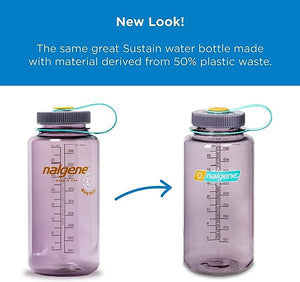 Nalgene Sustain Tritan BPA-Free Water Bottle Made with Material Derived from 50% Plastic Waste, 32 OZ, Wide Mouth