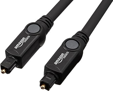 Amazon Basics Toslink Digital Optical Audio Cable, Multi-Channel, for Audio System, Sound Bar, Home Theatre, Gold-Plated Connectors, 6 Foot, Black