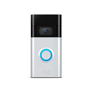 Ring Video Doorbell - 1080p HD video, real-time home monitoring, privacy controls, simple setup, Works with Alexa | Satin Nickel