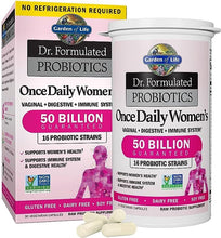 Load image into Gallery viewer, Garden of Life Once Daily Dr. Formulated Probiotics for Women 50 Billion CFU 16 Probiotic Strains with Organic Prebiotics for Digestive, Vaginal &amp; Immune Health, Dairy Free, Shelf Stable 30 Capsules