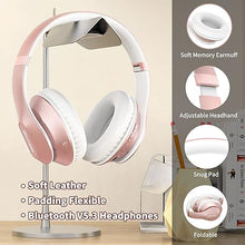 Load image into Gallery viewer, Glynzak Wireless Bluetooth Headphones Over Ear 65H Playtime HiFi Stereo Headset with Microphone and 6EQ Modes Foldable Bluetooth V5.3 Headphones for Travel Smartphone Computer Laptop Rose Gold WH207A