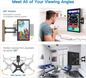 Full Motion TV Monitor Wall Mount Bracket Articulating Arms Swivels Tilts Extension Rotation for Most 13-42 Inch LED LCD Flat Curved Screen TVs & Monitors, Max VESA 200x200mm up to 44lbs by Pipishell