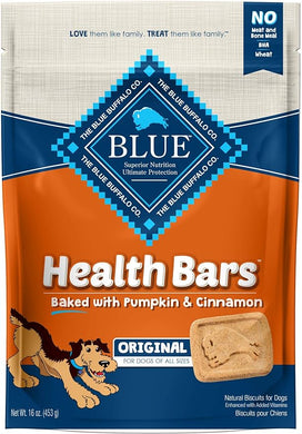 Blue Buffalo Health Bars Natural Crunchy Dog Treats Biscuits, Pumpkin & Cinnamon 16-oz Bag