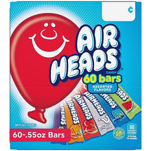 Load image into Gallery viewer, Airheads Candy Bars, Variety Bulk Box, Chewy Full Size Fruit Taffy, Gifts, Holiday, Parties, Concessions, Pantry, Non Melting, Party, 60 Individually Wrapped Full Size Bars