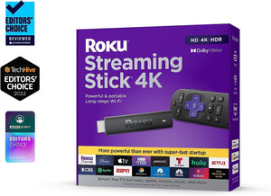 Roku Streaming Stick 4K | Portable Roku Streaming Device 4K/HDR/Dolby Vision, Roku Voice Remote, Free & Live TV