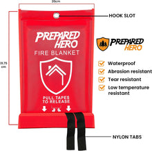 Load image into Gallery viewer, Prepared Hero Emergency Fire Blanket - 4 Pack - Fire Suppression Blanket for Kitchen, 40” x 40” Fire Blanket for Home, Fiberglass Fire Blanket