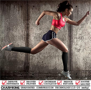 CHARMKING Compression Socks for Women & Men Circulation (3 Pairs) 15-20 mmHg is Best Support for Athletic Running Cycling