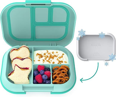 Bentgo® Kids Chill Lunch Box - Leak-Proof Bento Box with Removable Ice Pack & 4 Compartments for On-the-Go Meals - Microwave & Dishwasher Safe, Patented Design, & 2-Year Warranty (Aqua)