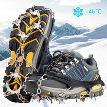 Load image into Gallery viewer, Crampons Ice Cleats Traction Snow Grips for Boots Shoes Women Men Kids Anti Slip 19 Stainless Steel Spikes Safe Protect for Hiking Fishing Walking Climbing Mountaineering