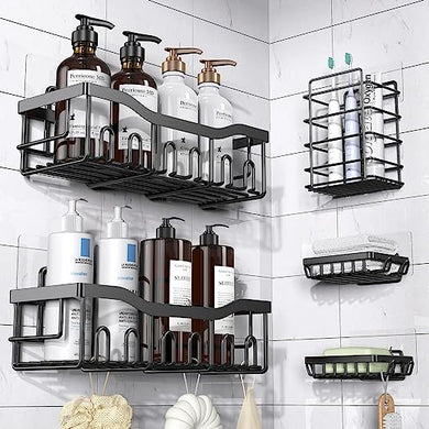 EUDELE Shower Caddy 5 Pack,Adhesive Shower Organizer for Bathroom Storage&Home Decor&Kitchen,No Drilling,Large Capacity,Rustproof Stainless Steel Bathroom Organizer,Shower Shelves for Inside Shower