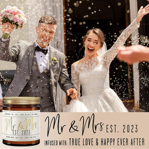 Wedding Gifts for Couples 2023, Mr and Mrs Gifts - 'Mr & Mrs Est. 2023' Candle, w/Champagne on Ice I Unique Newlywed Wedding Gifts for Couple I Wedding Shower Gifts Bride & Groom I 50Hr Burn,USA Made