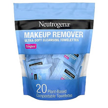 Load image into Gallery viewer, Neutrogena Makeup Remover Wipes Singles, Daily Facial Cleanser Towelettes, Gently Removes Oil &amp; Makeup, Alcohol-Free Makeup Wipes, Individually Wrapped, 20 ct