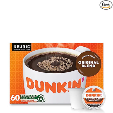 Dunkin' Original Blend Medium Roast Coffee, 60 Keurig K-Cup Pods